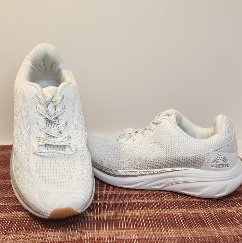 RBX White and Silver Breathable Mesh Athletic Sport Trainers Size 8
